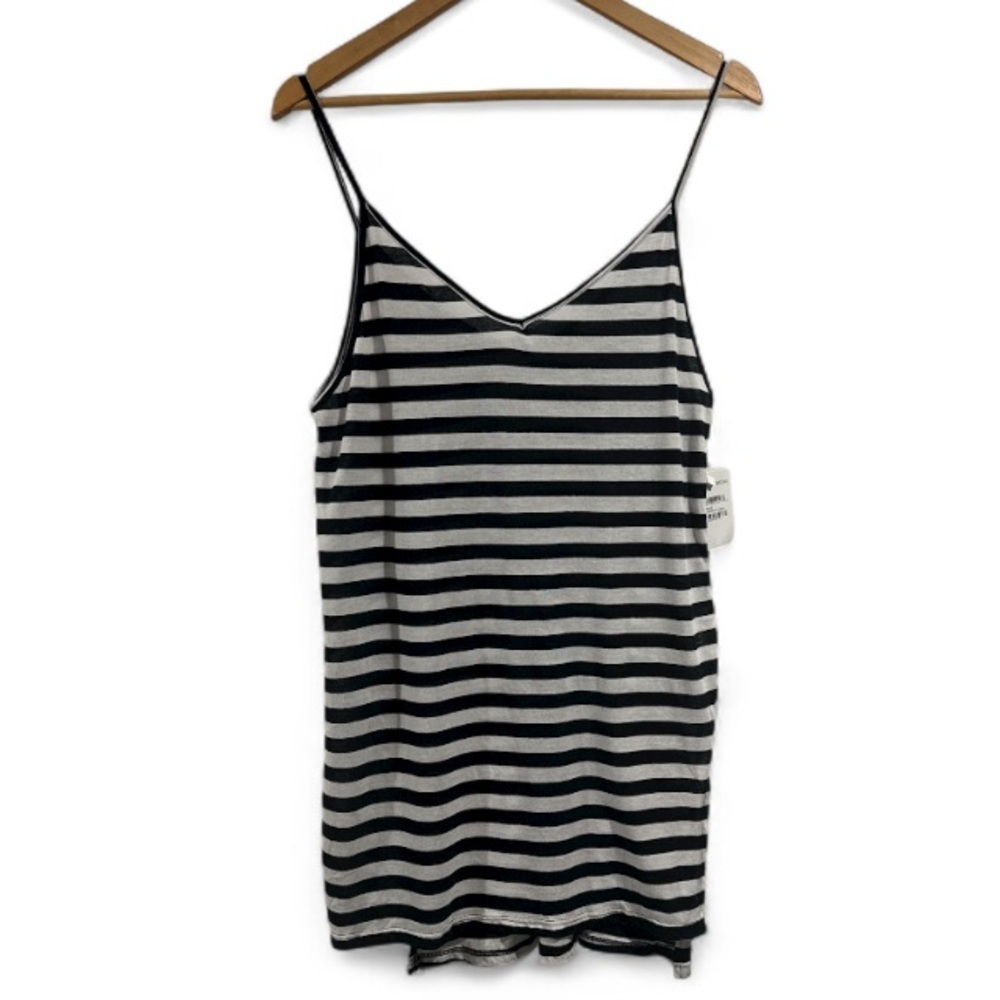 Stem cover up tunic striped gray black NeW medium stretch soft cotton model
